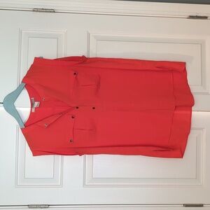 Forever 21 Boxy Orange Sleeveless Blouse with Mandarin Collar
